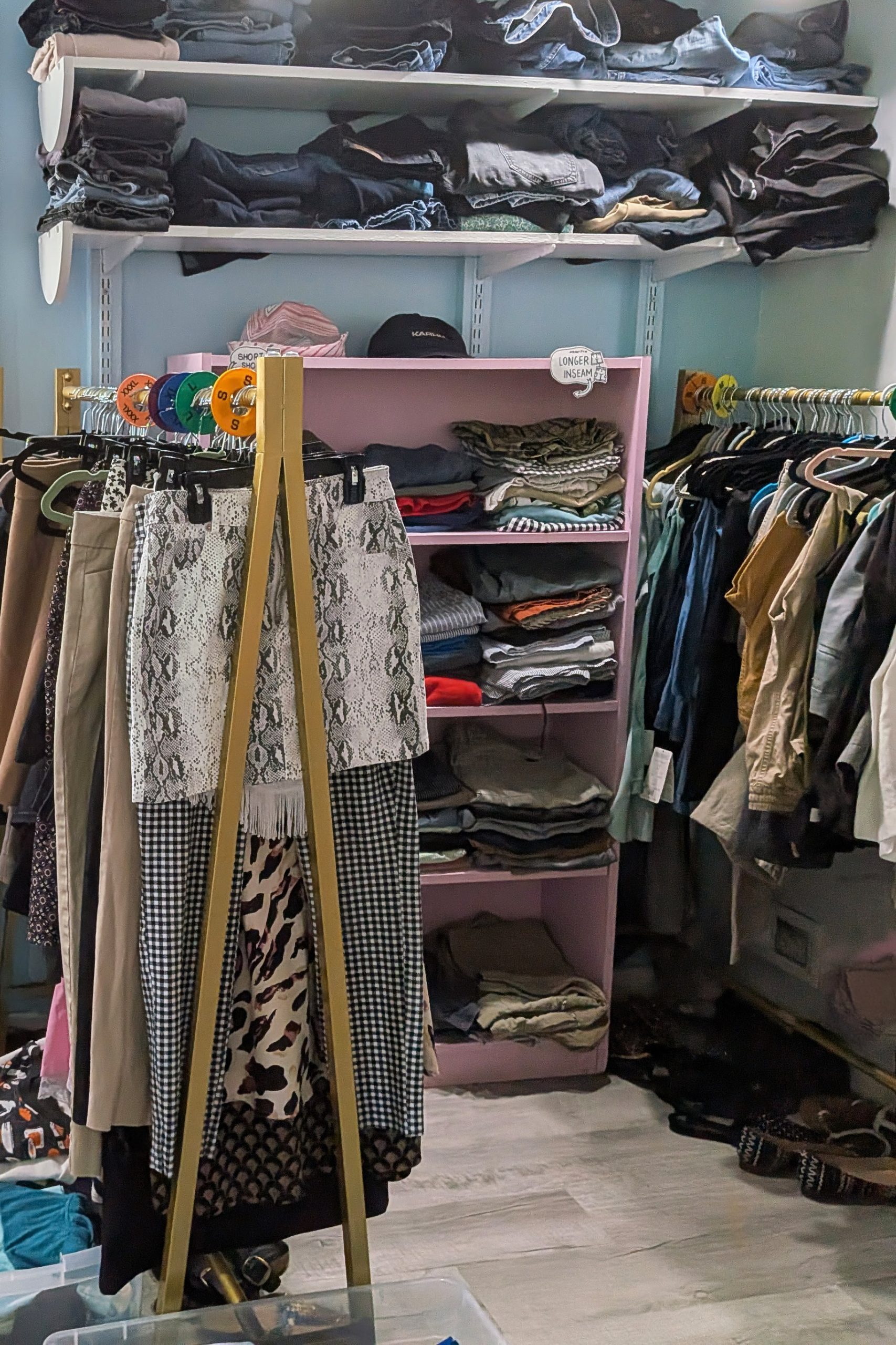 Racks of clothes at The Center Project's Clothing Closet